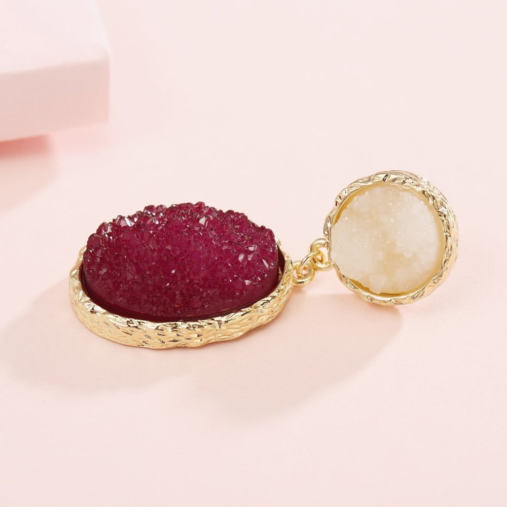Anthropologie‎ Druzy Wine Teardrop Dangle Earrings - Picture 5 of 12